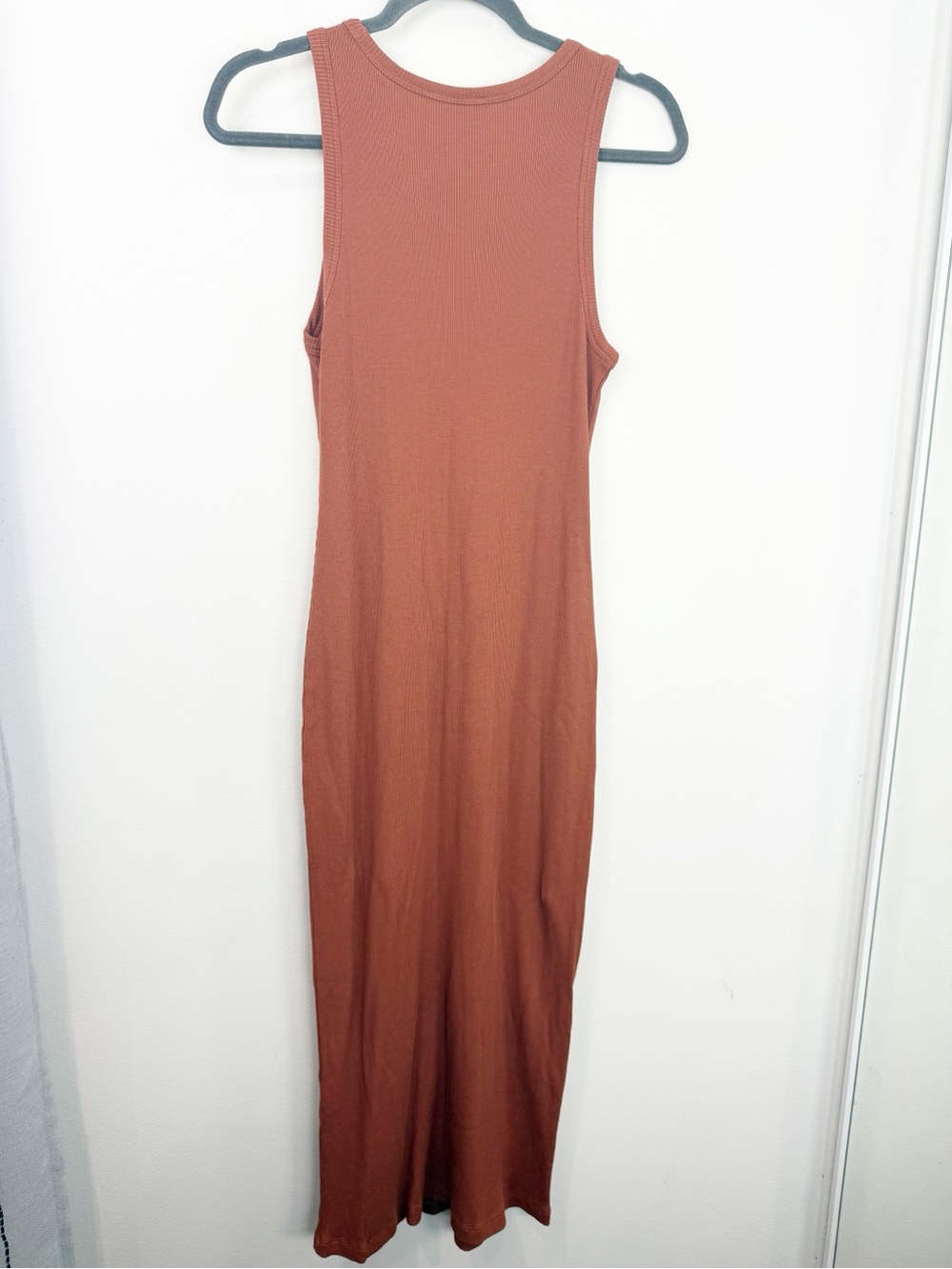 Theory Racer Tank Dress Compact Rib in Orange Brown Size Large - Picture 6 of 6